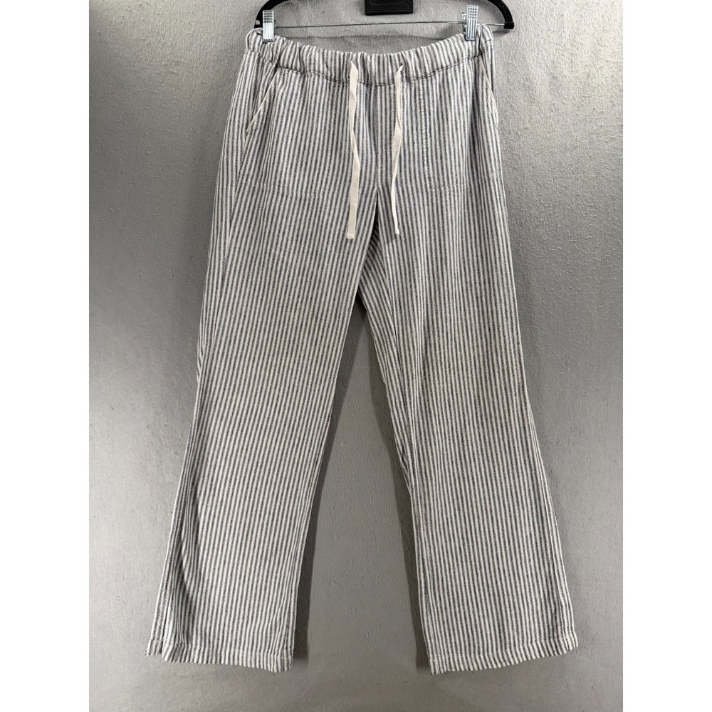 Caslon Striped Wide Leg Drawstring Pants - White & Black